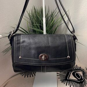 COACH Vintage Hamilton Black Pebbled Leather Shoulder Purse